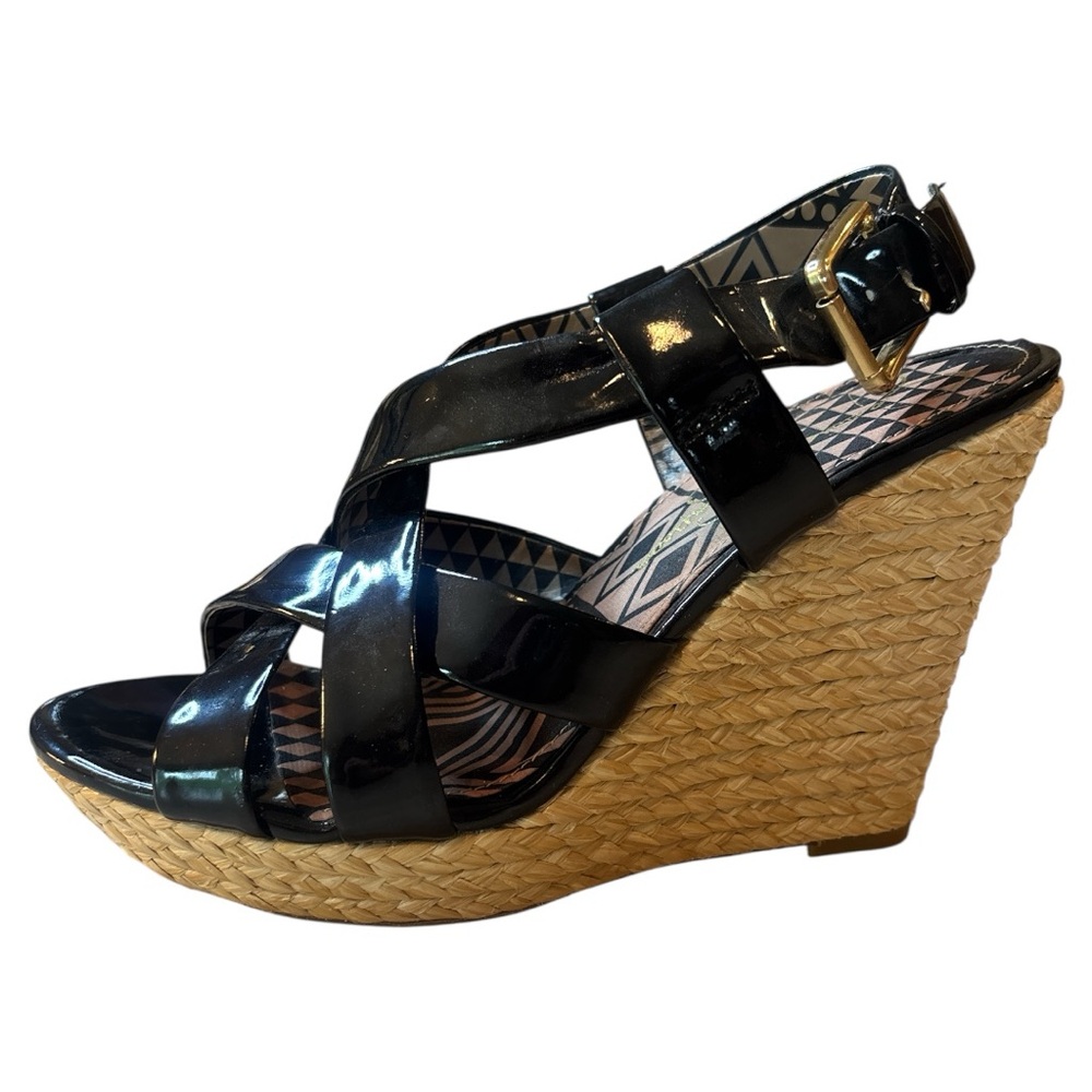 Jessica Simpson Catalina Black Patent Wedge Sandals - Picture 3 of 11